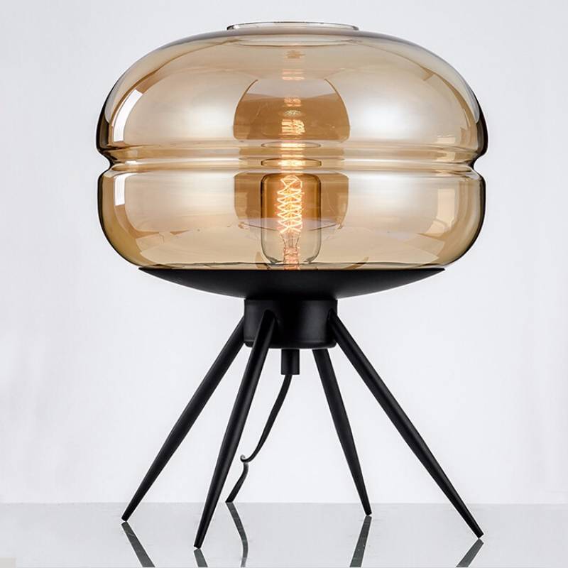 Torvian Smoked Glass Table Lamp – Modern Tripod Design