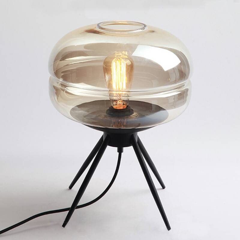 Torvian Smoked Glass Table Lamp – Modern Tripod Design