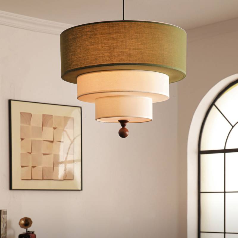 Layered Fabric Pendant Light – Soft Ambient Drum Ceiling Fixture