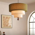 Layered Fabric Pendant Light – Soft Ambient Drum Ceiling Fixture