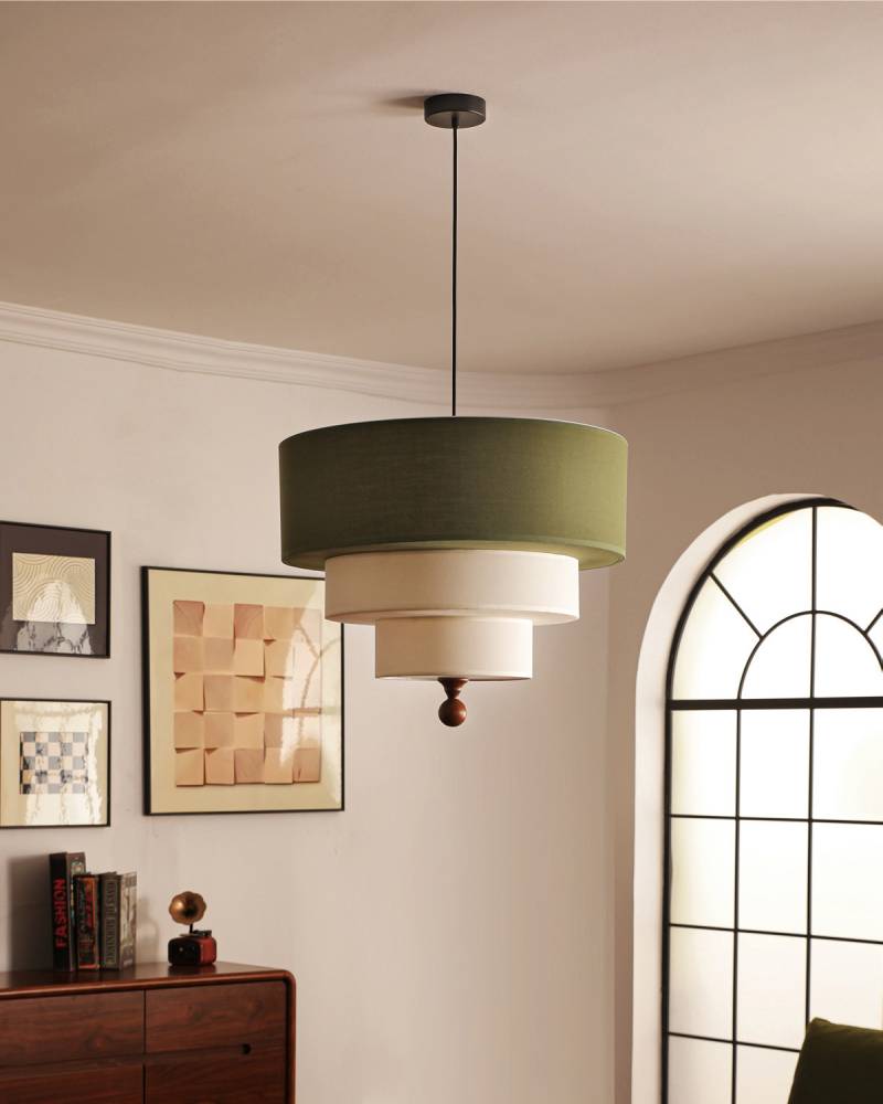 Layered Fabric Pendant Light – Soft Ambient Drum Ceiling Fixture