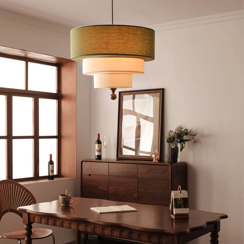 Layered Fabric Pendant Light – Soft Ambient Drum Ceiling Fixture