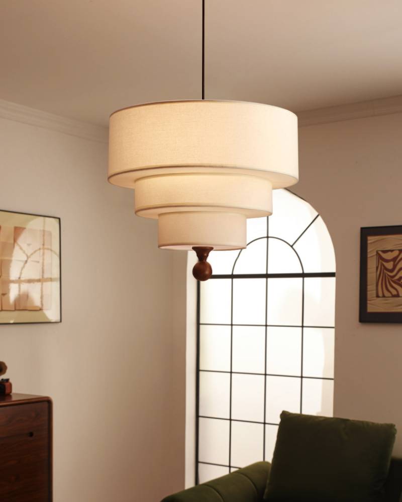 Layered Fabric Pendant Light – Soft Ambient Drum Ceiling Fixture