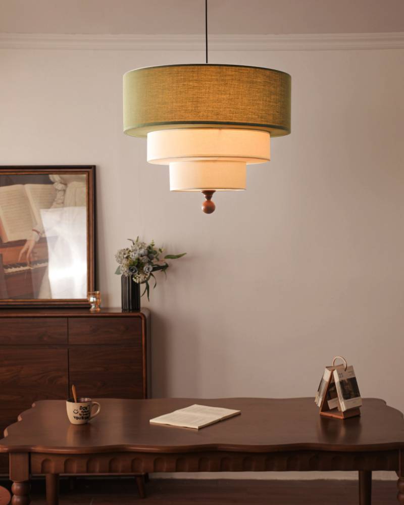 Layered Fabric Pendant Light – Soft Ambient Drum Ceiling Fixture
