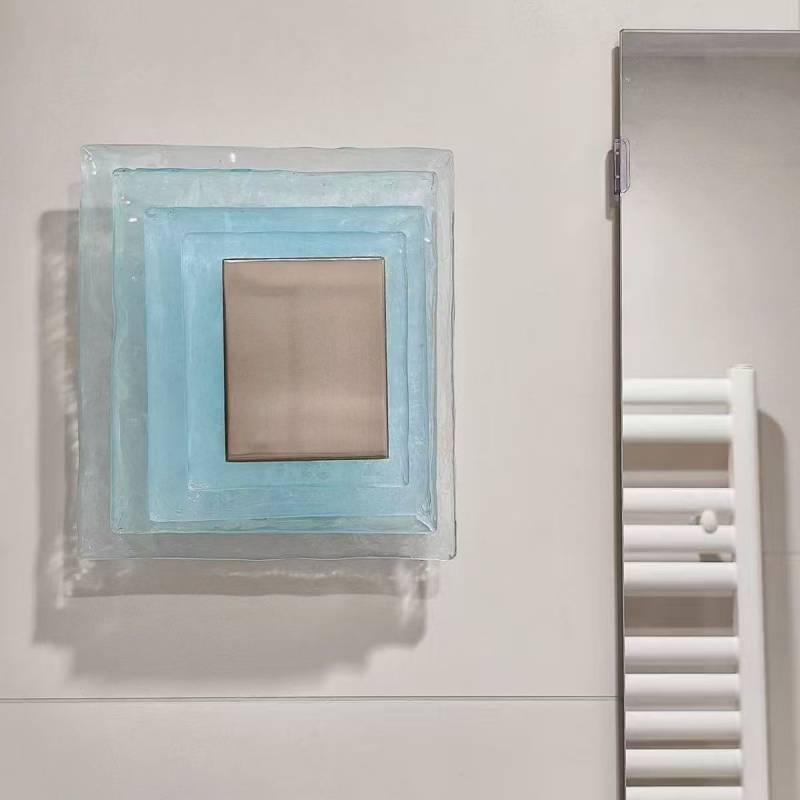 Modern Glass Wall Sconce – Textured Square Decorative Light