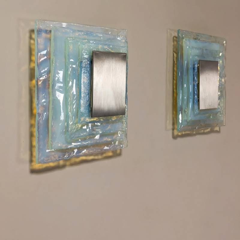 Modern Glass Wall Sconce – Textured Square Decorative Light
