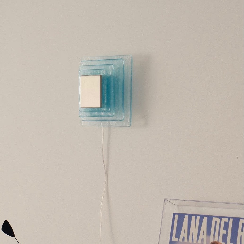 Modern Glass Wall Sconce – Textured Square Decorative Light