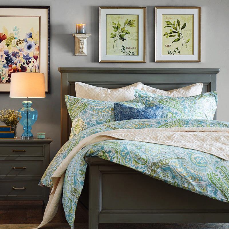 Glass Table Lamp with Fabric Shade – Modern Bedroom Lighting