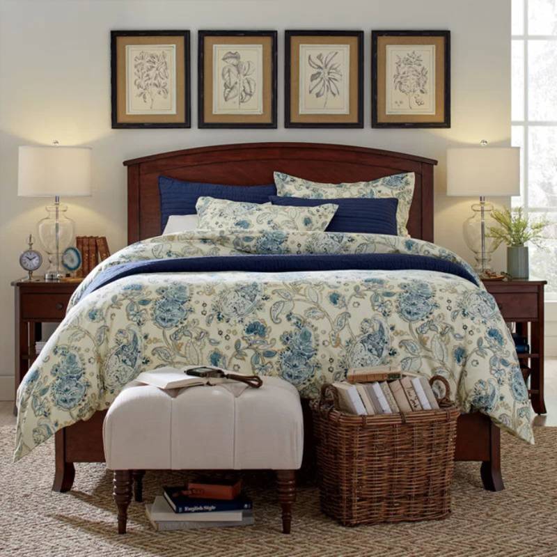 Glass Table Lamp with Fabric Shade – Modern Bedroom Lighting