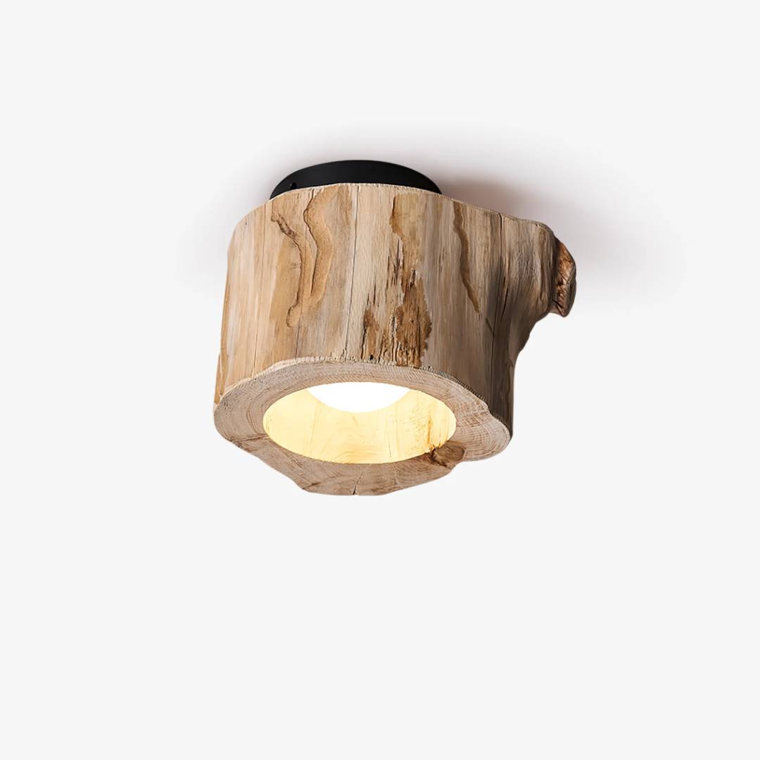 Modern Rustic Wood Ceiling Light – Hollow Log Design