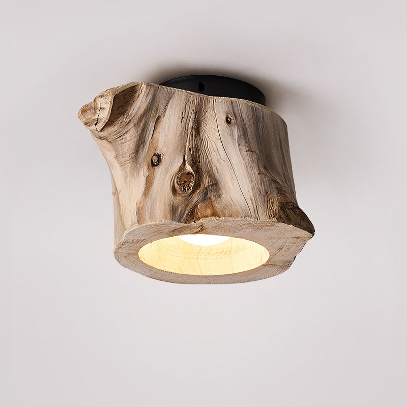 Modern Rustic Wood Ceiling Light – Hollow Log Design