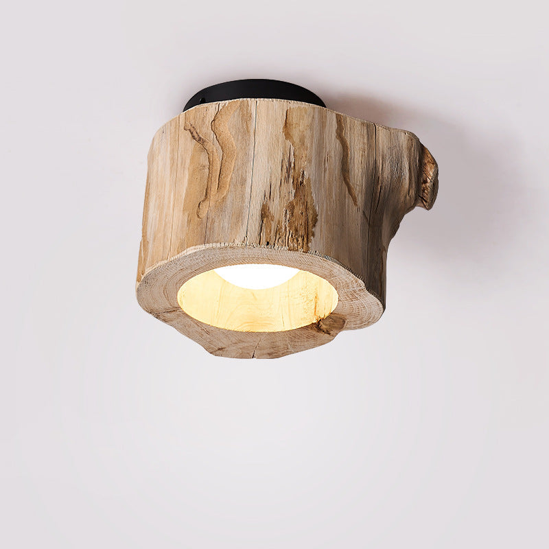 Modern Rustic Wood Ceiling Light – Hollow Log Design
