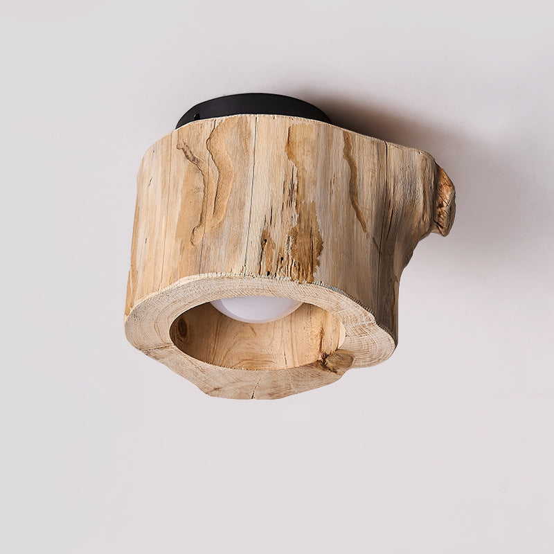 Modern Rustic Wood Ceiling Light – Hollow Log Design