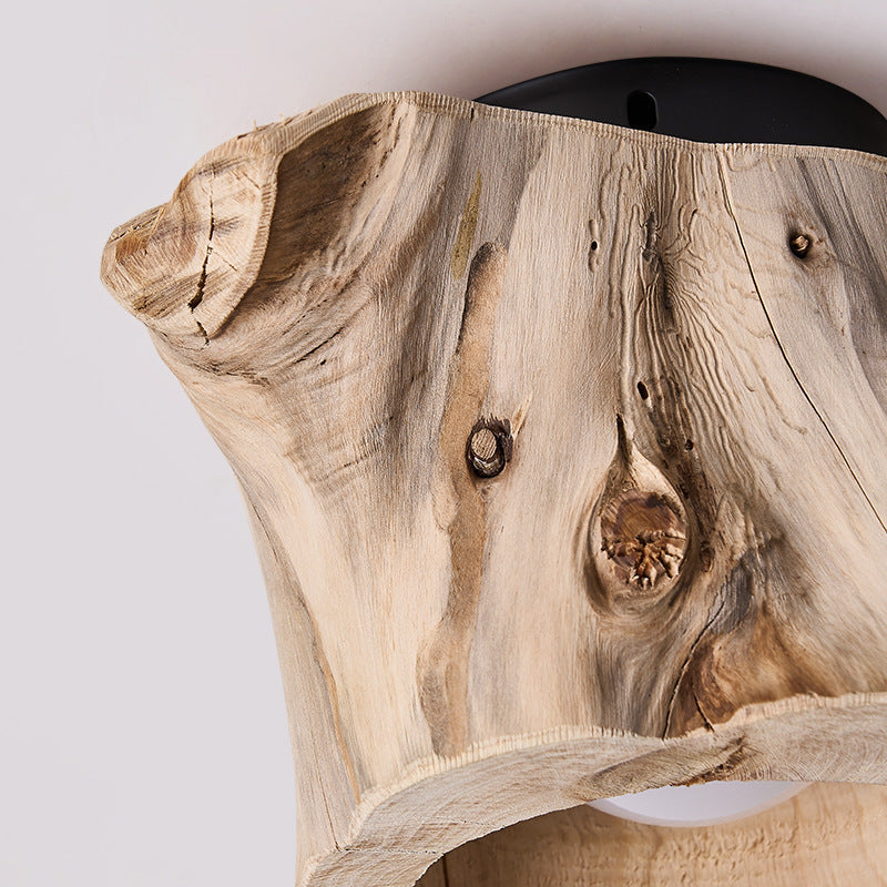 Modern Rustic Wood Ceiling Light – Hollow Log Design