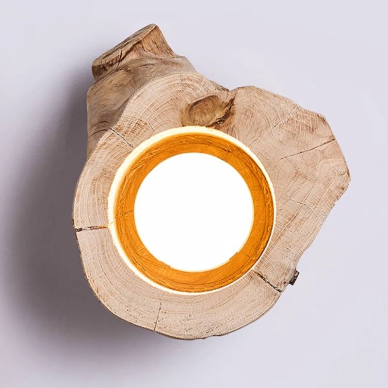 Modern Rustic Wood Ceiling Light – Hollow Log Design