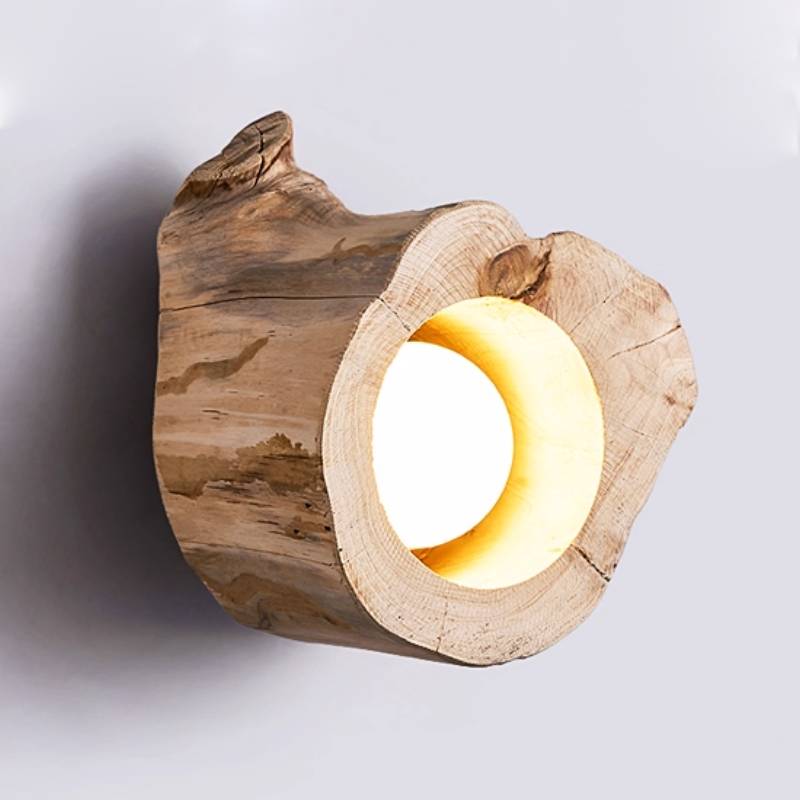 Modern Rustic Wood Ceiling Light – Hollow Log Design