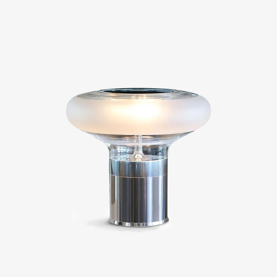 Modern Glass Table Lamp with Chrome Base – Designer Ambient Light