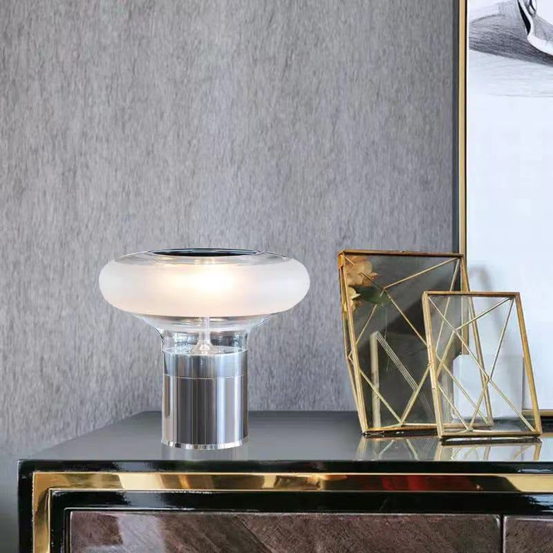 Modern Glass Table Lamp with Chrome Base – Designer Ambient Light