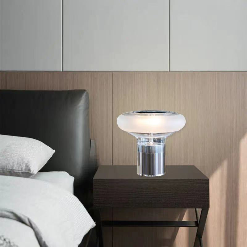 Modern Glass Table Lamp with Chrome Base – Designer Ambient Light