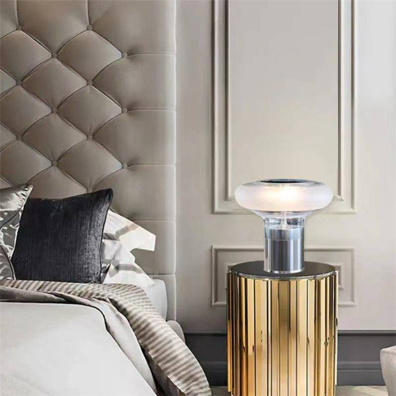 Modern Glass Table Lamp with Chrome Base – Designer Ambient Light