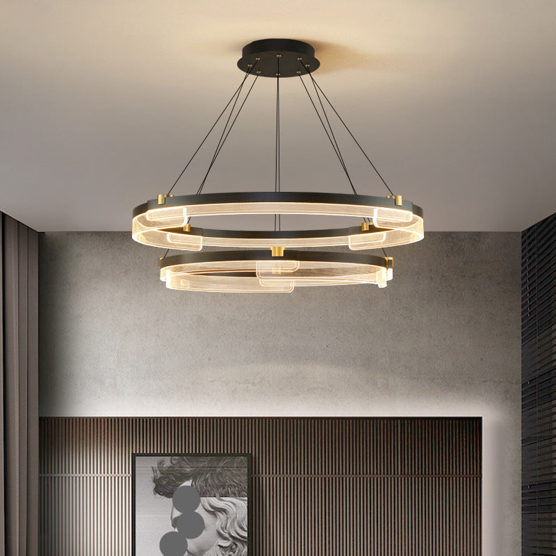 Modern Double Ring LED Chandelier – Luxury Acrylic Ceiling Light