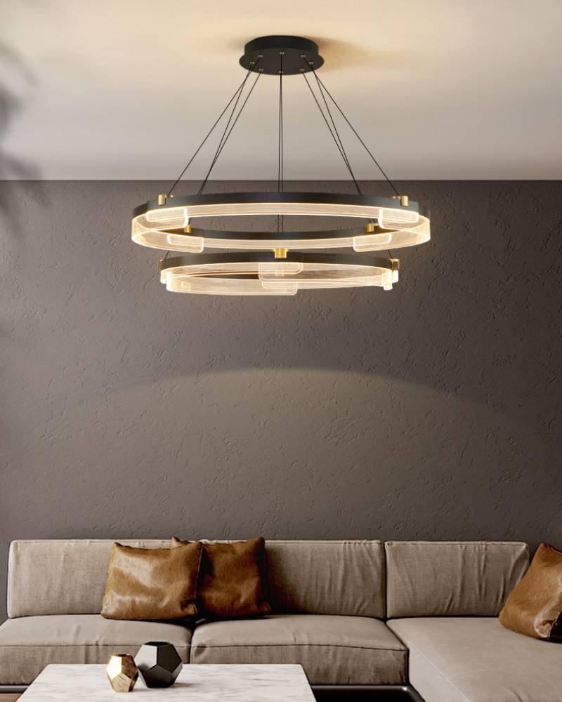 Modern Double Ring LED Chandelier – Luxury Acrylic Ceiling Light