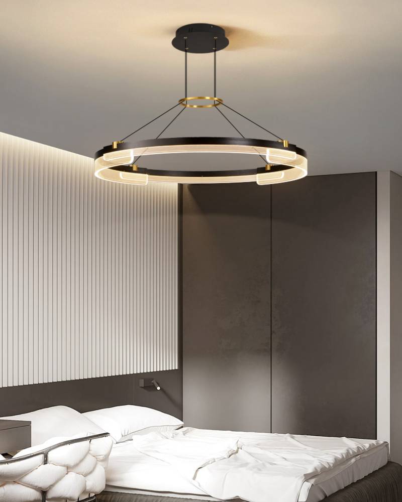 Modern Double Ring LED Chandelier – Luxury Acrylic Ceiling Light