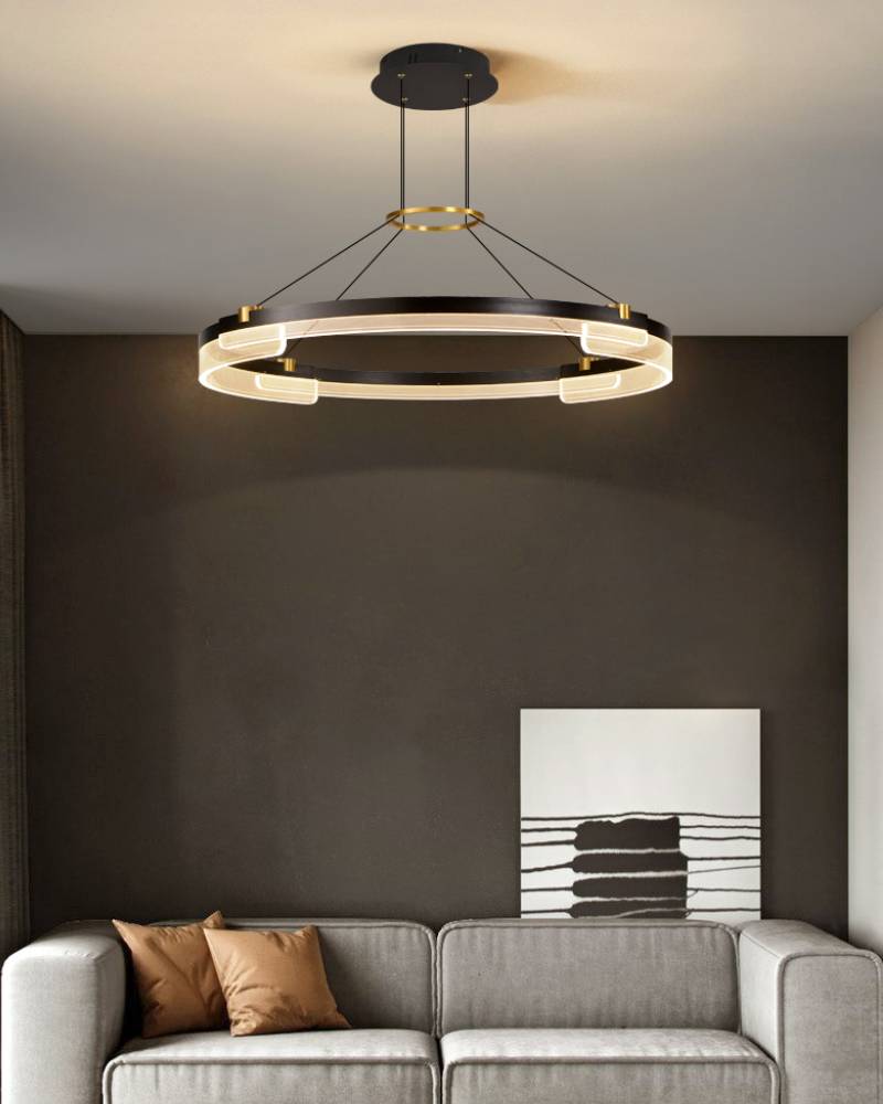 Modern Double Ring LED Chandelier – Luxury Acrylic Ceiling Light