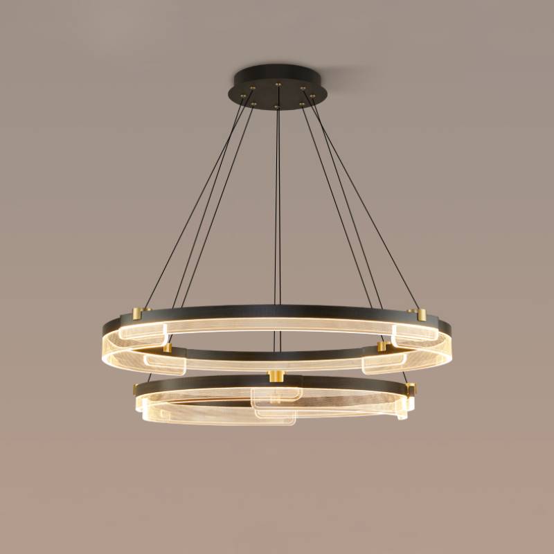 Modern Double Ring LED Chandelier – Luxury Acrylic Ceiling Light