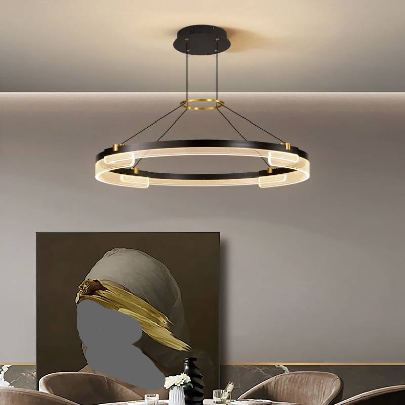 Modern Double Ring LED Chandelier – Luxury Acrylic Ceiling Light