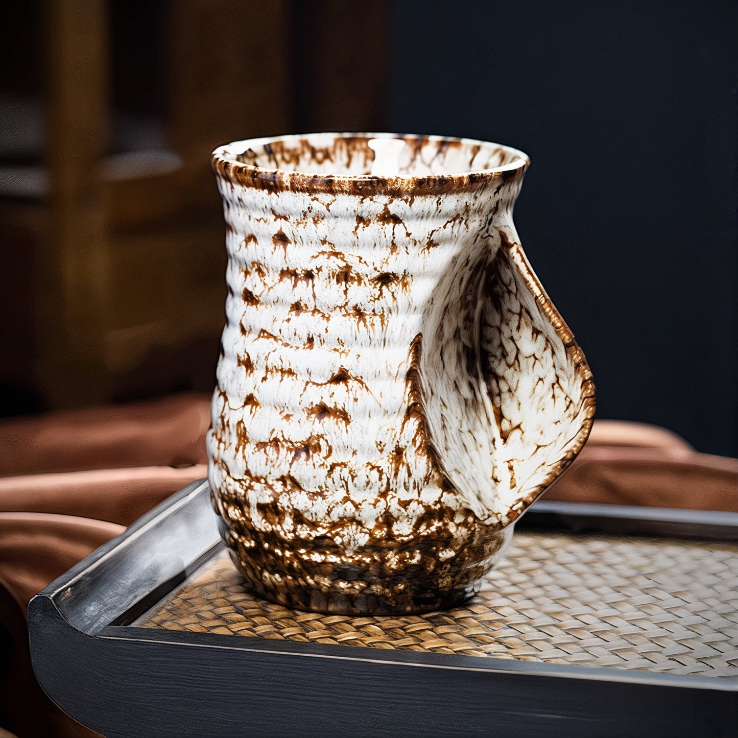 Set of 4 Large Ceramic Coffee Mugs 500ml Abstract Coffee Cups Modern Rustic Drinkware for Tea Latte Coffee & Kitchen Decor