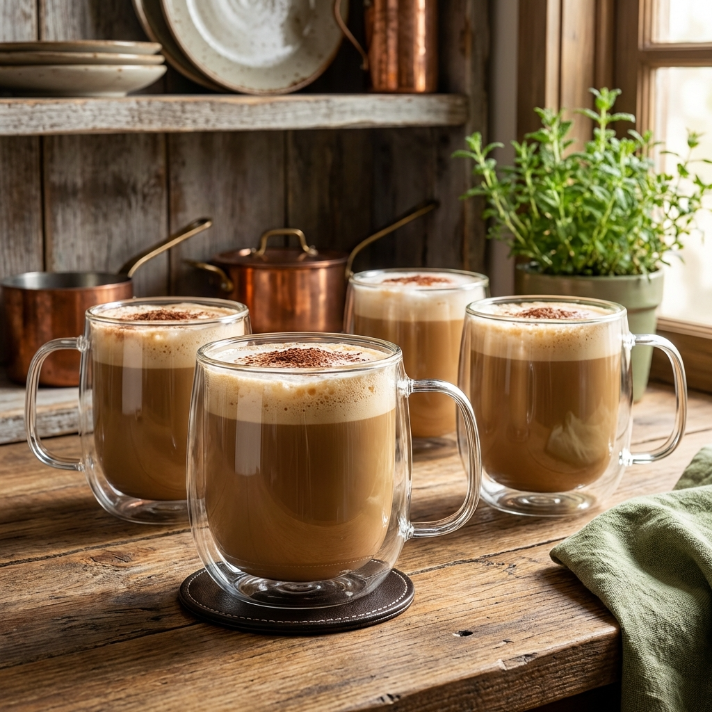 Set of 4 Double Walled Glass Coffee Cups 350ml Insulated Latte Mugs for Coffee Tea Cappuccino Dishwasher Safe Glassware