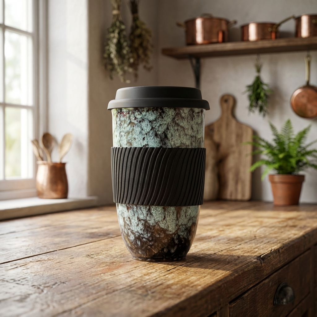 Vintage Rustic Marble Ceramic Travel Cup